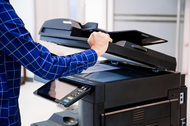 Premium Photo | Businessmen press button on the panel for using ...