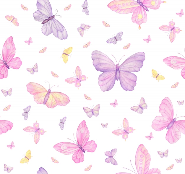 Premium Photo | Butterflies on white seamless pattern