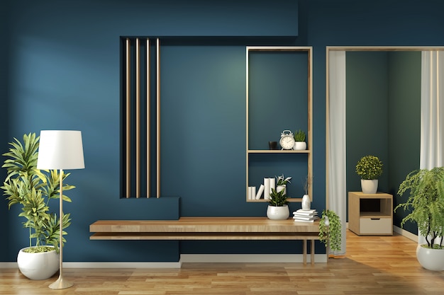 Cabinet Mock up room 3d rendering.