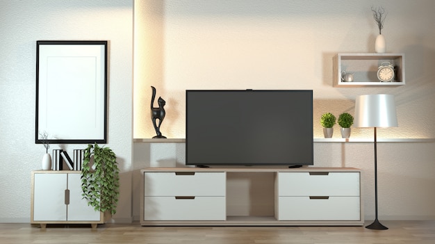 Cabinet In Modern Zen Living Room With Decoration Zen Style