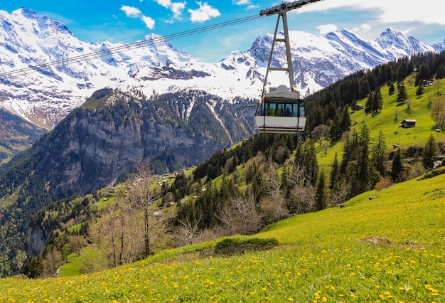 Premium Photo Cable Car And View Of Landscape In The Alps At Gimmelwald