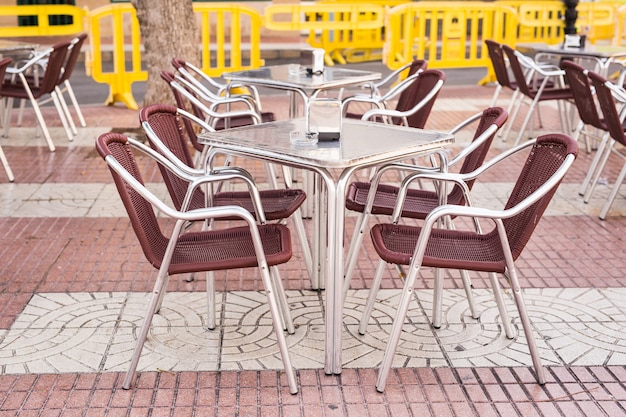 Premium Photo Cafe Coffee Shop Tavern And Restaurant Concept Outdoor Street Cafe Tables Ready For Service