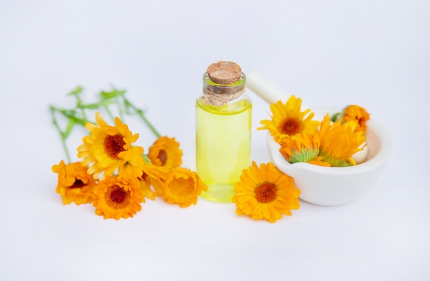 Premium Photo | The calendula extract. medicinal plants.