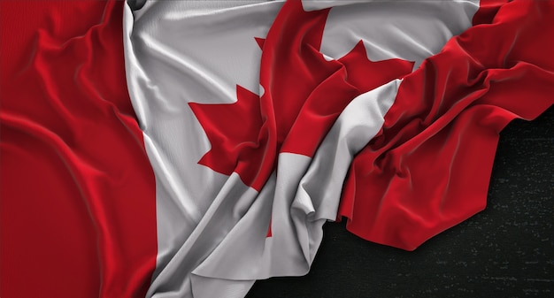 Canada Flag Wrinkled On Dark Background 3d Render Photo Free Download