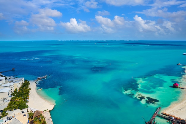 Premium Photo | Cancun aerial view hotel zone of mexico