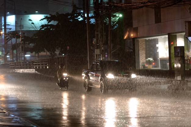 Car in raining day Premium Photo