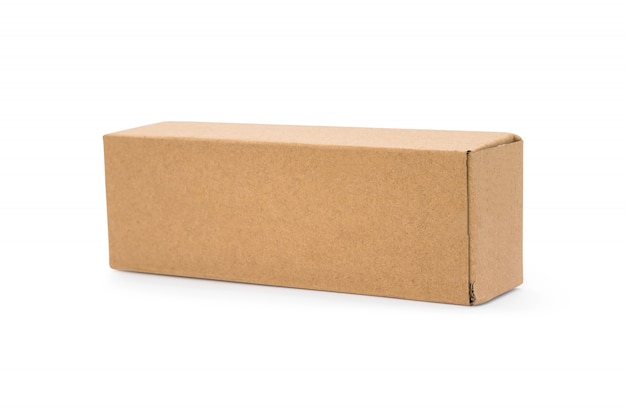 段ボール箱が白い背景で隔離 あなたのデザインのための長い箱のテンプレート プレミアム写真