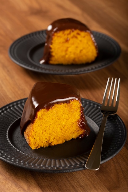 Premium Photo Carrot Cake With Chocolate Icing Brazilian Cake