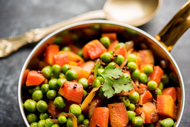 Premium Photo | Carrot green peas sabzi or gajar mutter sabji