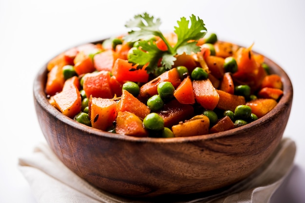 Premium Photo | Carrot green peas sabzi or gajar mutter sabji