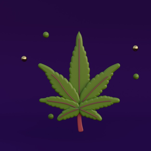 Premium Photo | Cartoon 3d leaf of cannabis render illustration