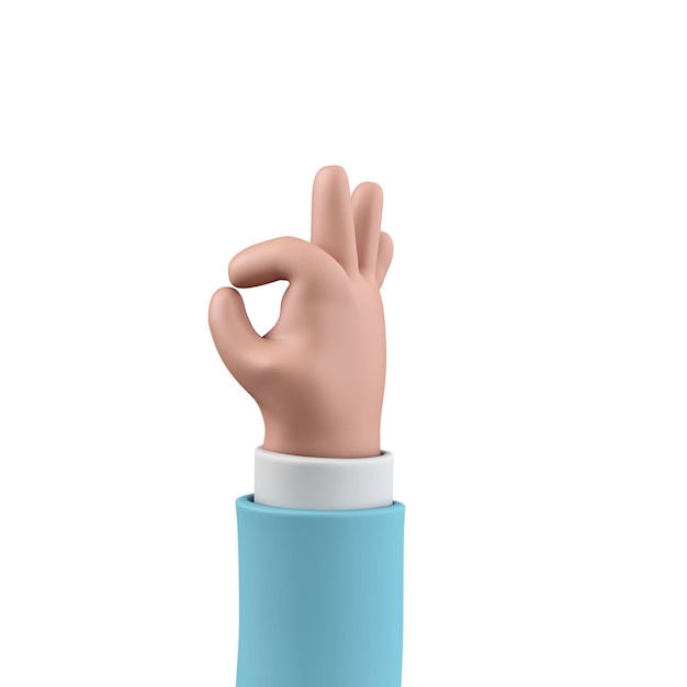 Premium Photo | Cartoon character style hand showing ok sign d rendering