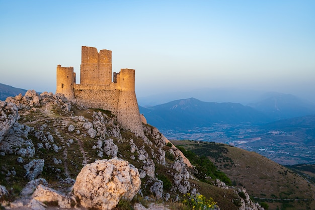 Premium Photo | Castle ruins on mountain top at rocca calascio, italian ...