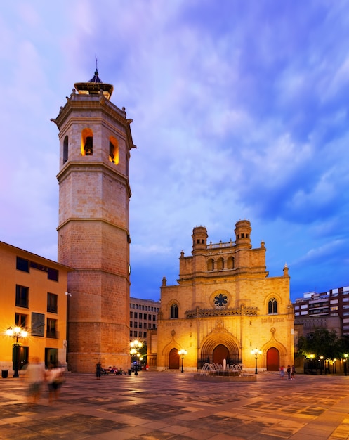 Free Photo | Cathedral of saint mary at castellon de la plana in night