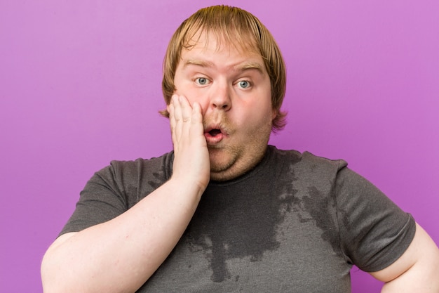 Premium Photo | Caucasian crazy blond fat man sweating