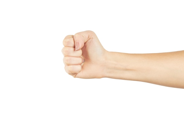 Premium Photo | Caucasian female person showing fist gesture. on a ...