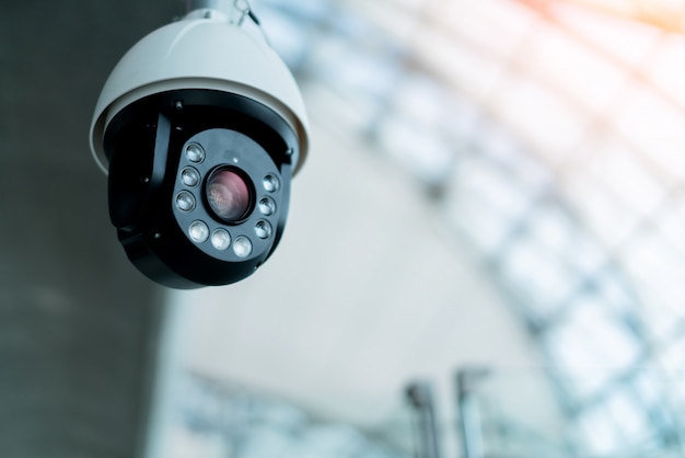 Cctc camera install in public hall security system ideas concept Premium Photo