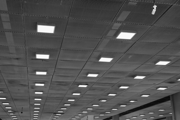 Ceiling With Neon Lights In Aiport Abstract Empty Interior
