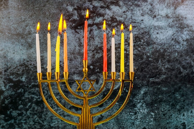 Premium Photo | Chanukah Candles All In A Symbol Jewish Holiday