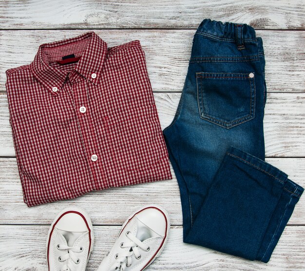 denim checkered shirt