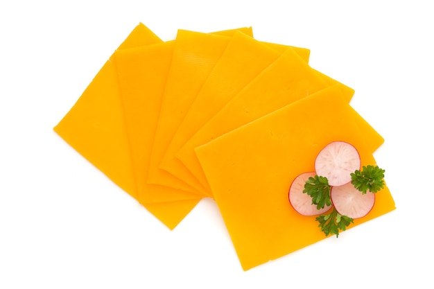 Premium Photo | Cheddar cheese slice isolated on the white