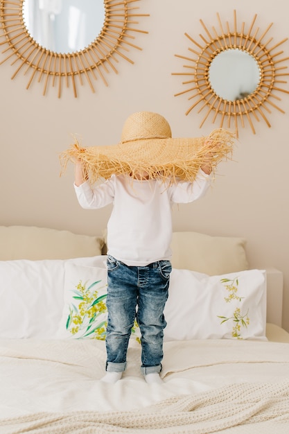 hat on the bed