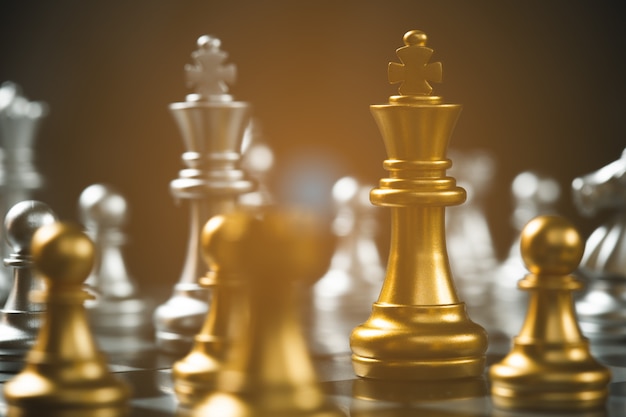 Chess game strategic business leadership successful teamwork. business leader concept. Premium Photo