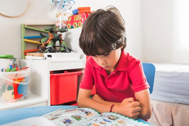 child reading table