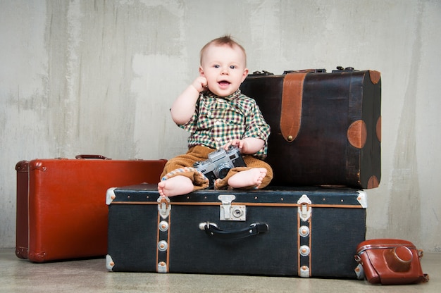 child's sit on suitcase