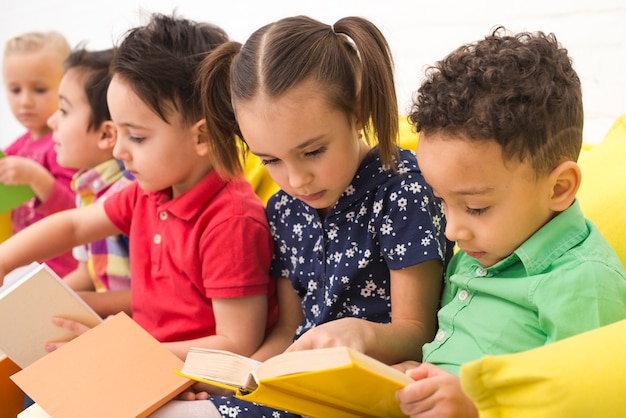 Free Photo | Children group reading books