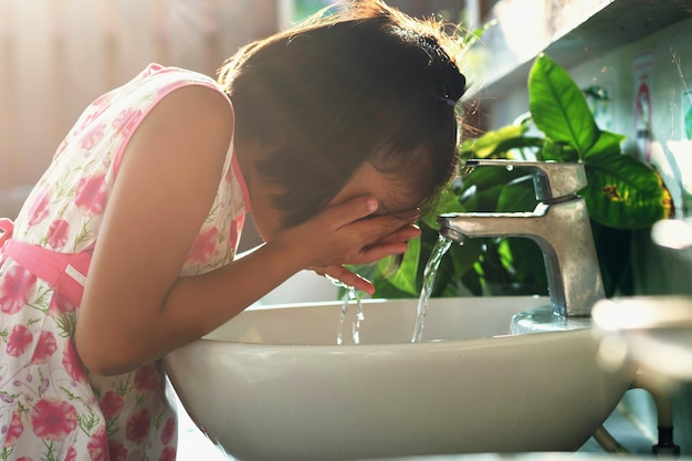 Premium Photo Children Washing Face In Basin   Children Washing Face Basin 34152 622 