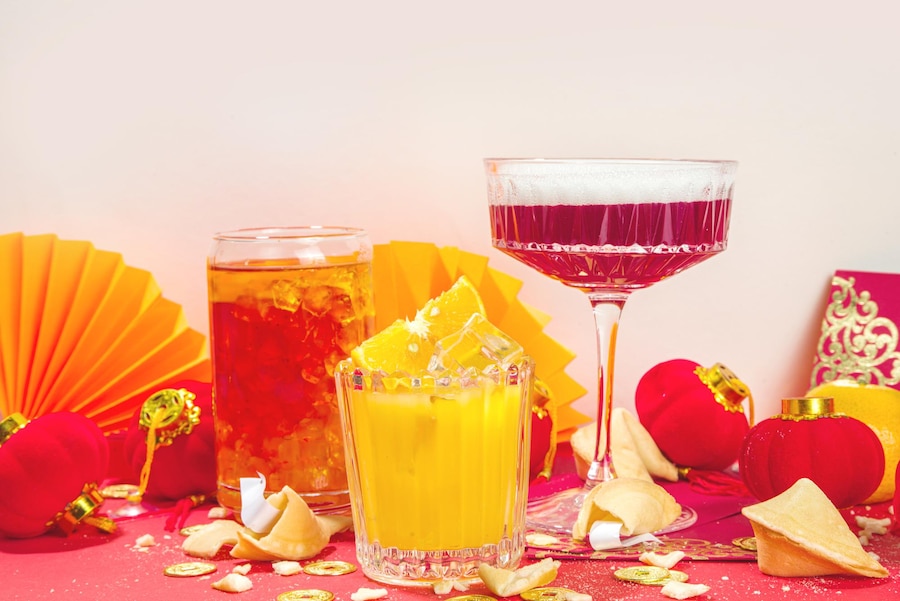 Premium Photo | Chinese new year cocktail drinks, set of three