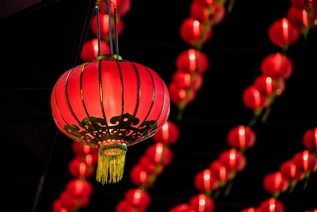 Premium Photo | Chinese new year festival red lantern at yaowarat road ...