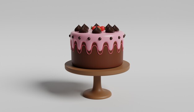 チョコレートバースデーケーキイラスト3dデザイン プレミアム写真