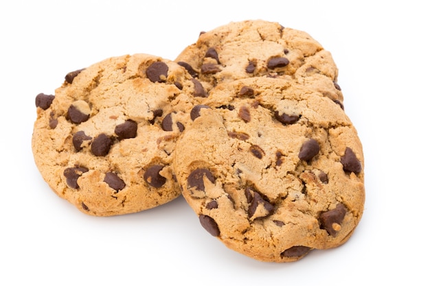 Premium Photo | Chocolate chip cookie on white background.