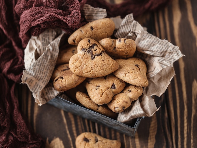 Shapped Liked Cookies Casino Chocolate cookies on wooden rustic table chocolate chip 