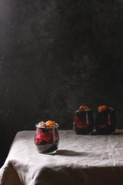 Chocolate halloween dessert Premium Photo
