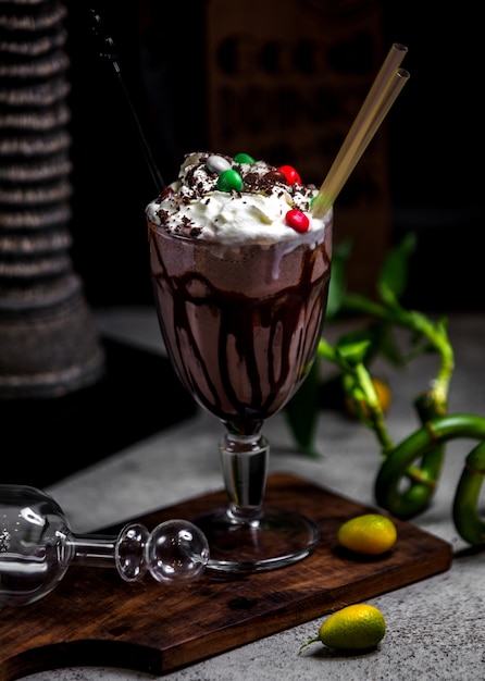Free Photo | Chocolate milkshake with whipped cream and ...