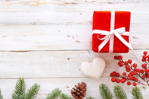 christmas background christmas present red gifts box and decorating elements on white wooden background - Christmas Present Decoration christmas background christmas present red gifts box and decorating elements on white wooden background - Christmas Present Decoration