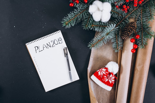 Christmas background layout on black background Free Photo
