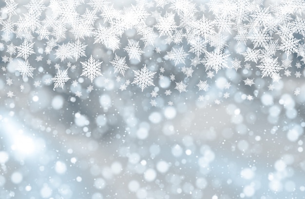 Free Photo | Christmas background of snowflakes and bokeh lights