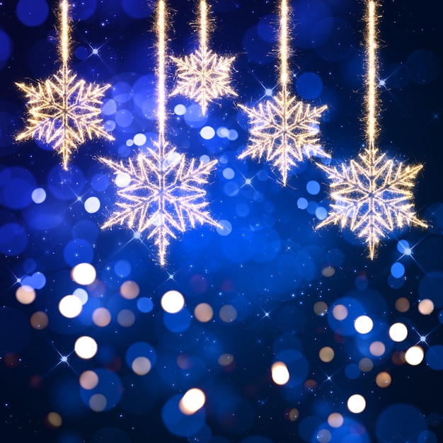 Free Photo | Christmas blue background with bokeh lights and sparkle ...