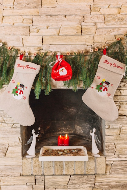Free Photo  Christmas decoration at chimney