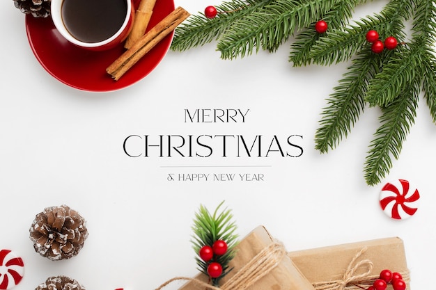 Free Photo Christmas Greeting On A White Background