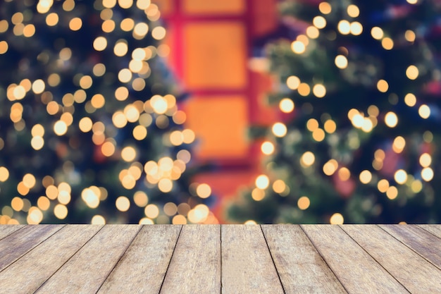 Premium Photo | Christmas holiday background with empty wooden table top