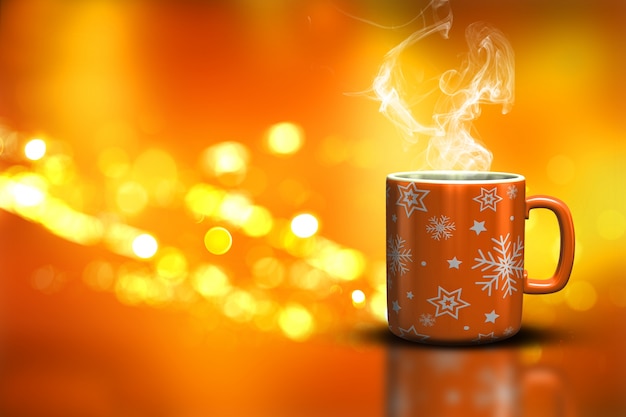 free photo christmas mug on a bokeh lights background christmas mug on a bokeh lights background