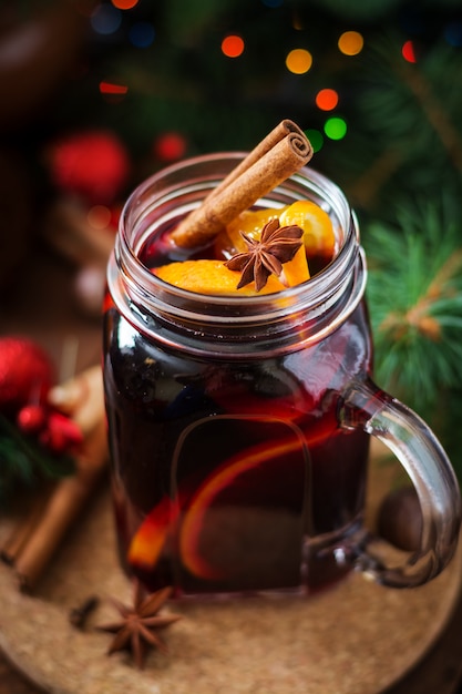 Premium Photo | Christmas mulled wine and spices.