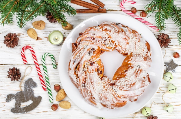 Christmas New Year Pie With Cinnamon Almonds Hazelnuts And