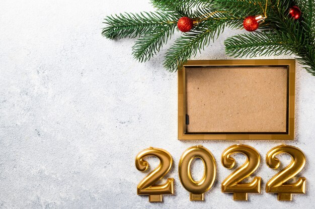 2022 Photo Frame Christmas Ornament Premium Photo | Christmas Photo Frame Mock Up Template With Decoration On  Light Background. View From Above. New Year Mockup. New Year Composition  With Champagne Bottle And Decor. New Year 2022