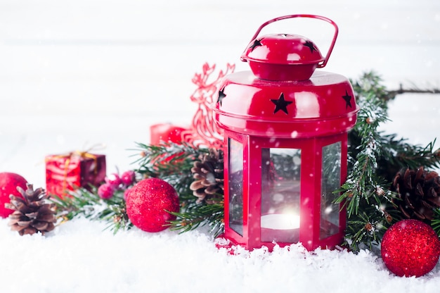 Premium Photo | Christmas red lantern